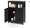 Bathroom Storage Cabinet, Wooden Side Storage Organizer with Louver Doors and Removable Shelf, Freestanding Floor Cabinet for Living Room, Kitchen, and Entryway (Black)